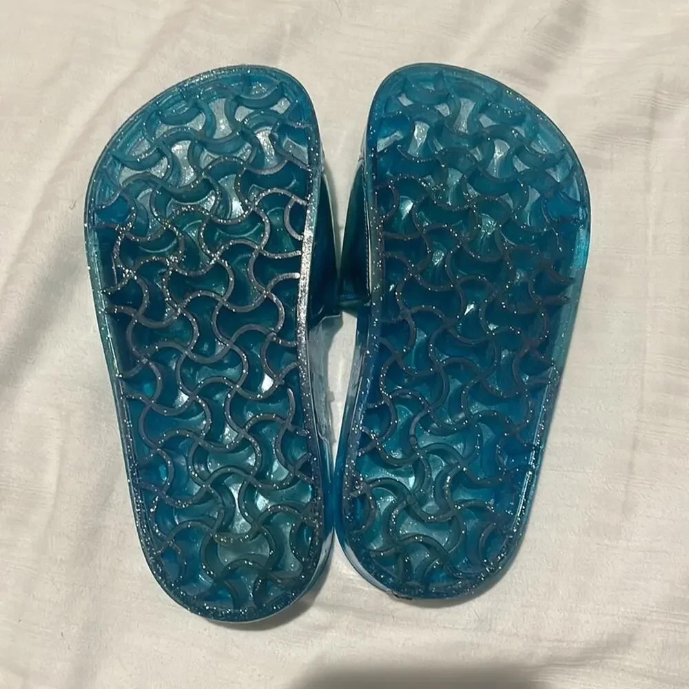 I’m really a mermaid teal turquoise slides jellies 12 euc beach pool vacation